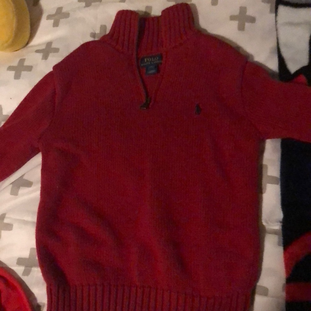 Boys red half zip polo sweater